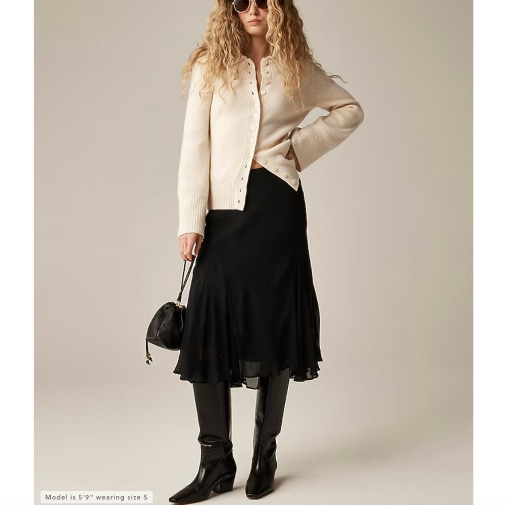 Black J. Crew 90's chiffon slip skirt